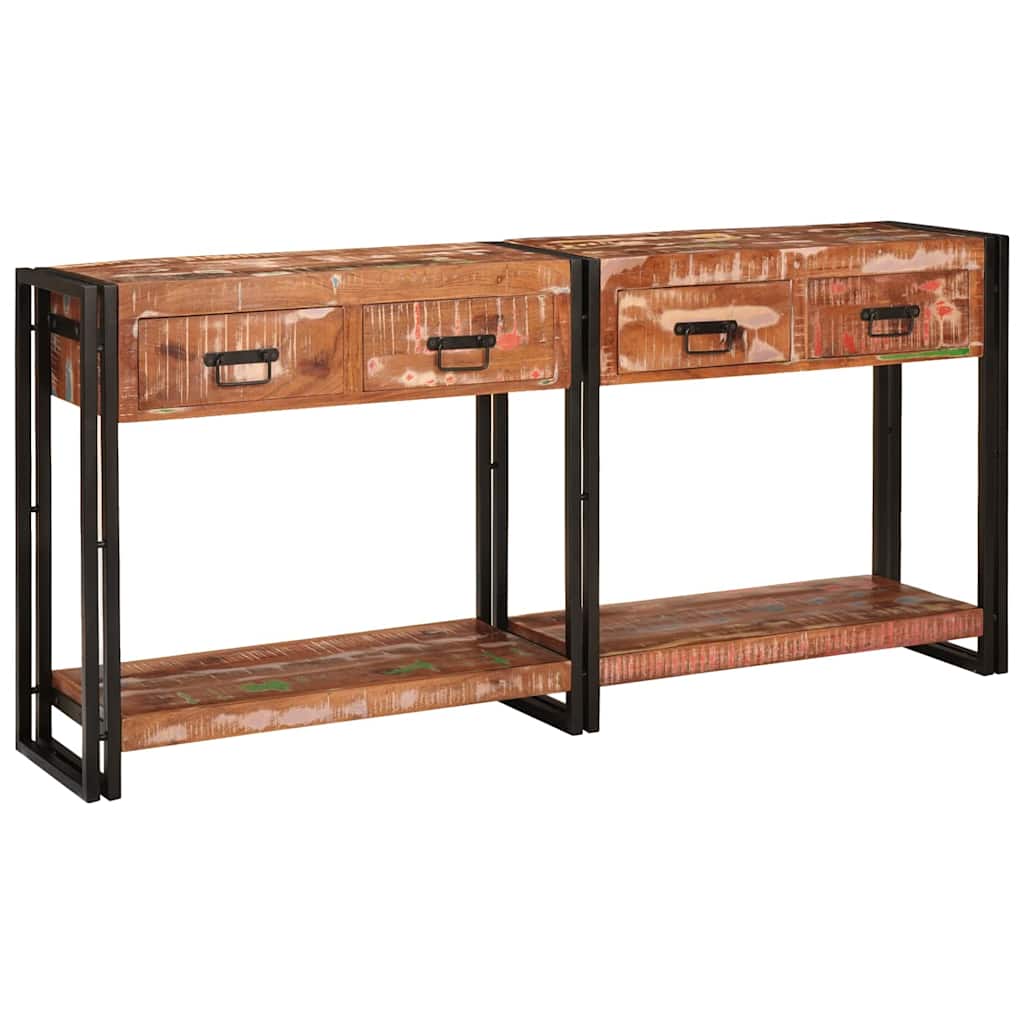 vidaXL Konsolen-Tische mit Regal 2 pcs Mehrfarbig 161 x 33 x 75 cm