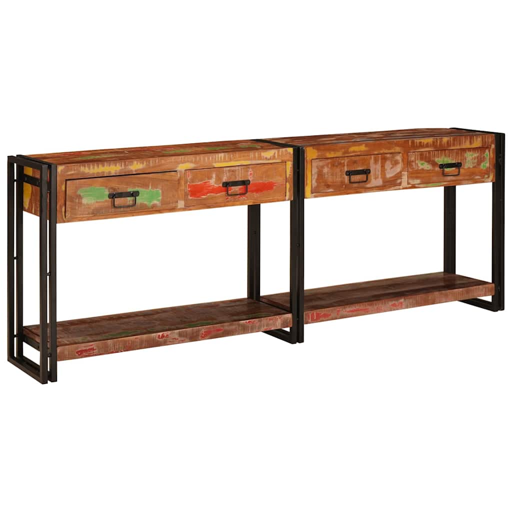 vidaXL Konsolen-Tische 2 pcs Mehrfarbig Massives upgecyceltes Holz