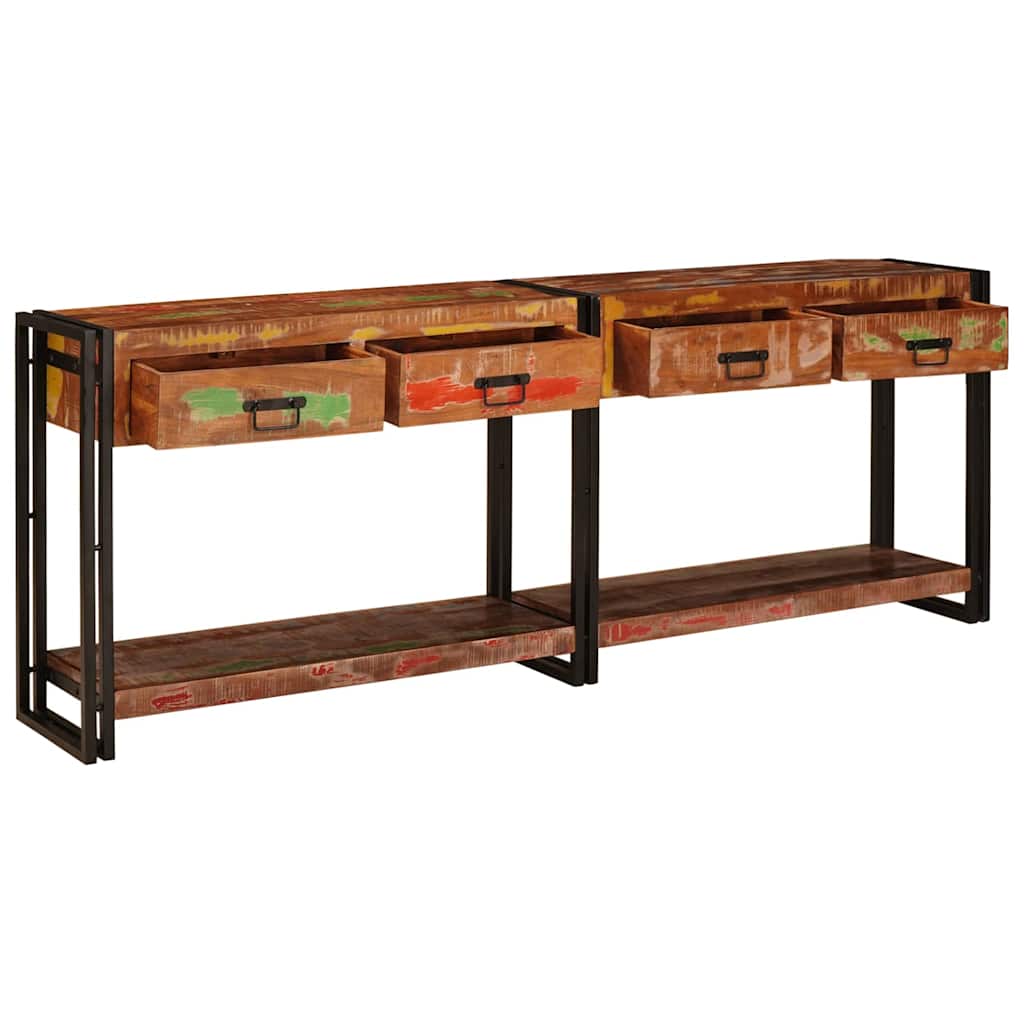 vidaXL Konsolen-Tische 2 pcs Mehrfarbig Massives upgecyceltes Holz