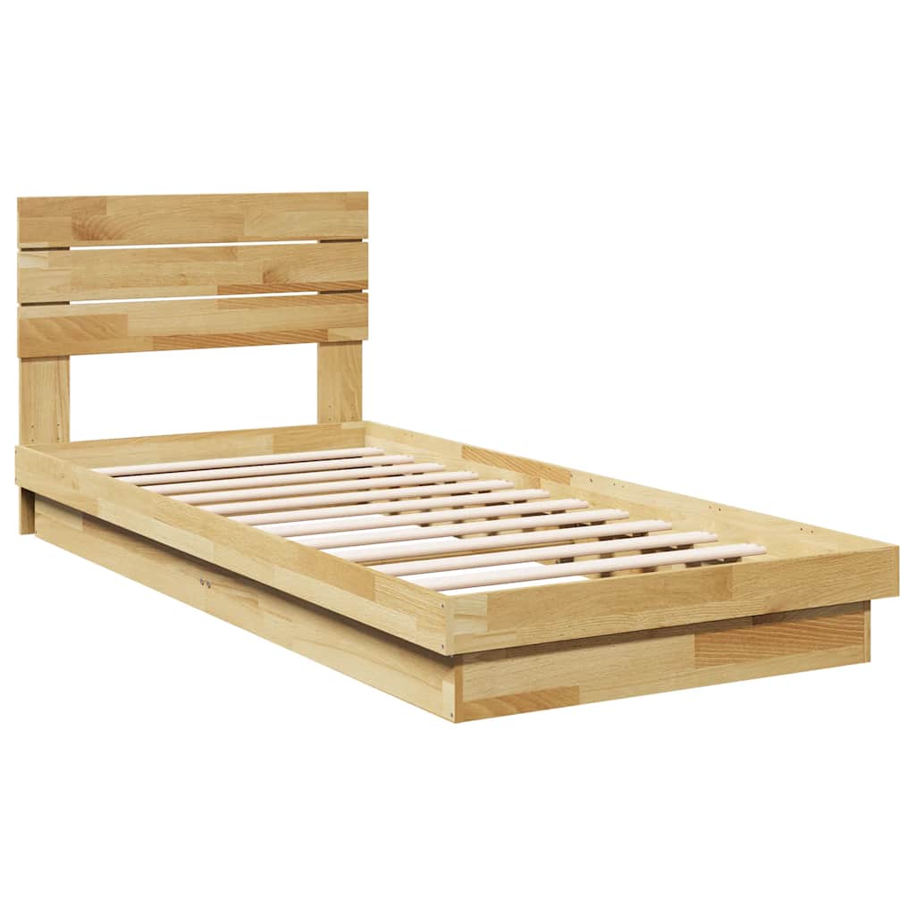 vidaXL Massivholzbett mit Kopfteil ohne Matratze 80x200 cm Eichenholz