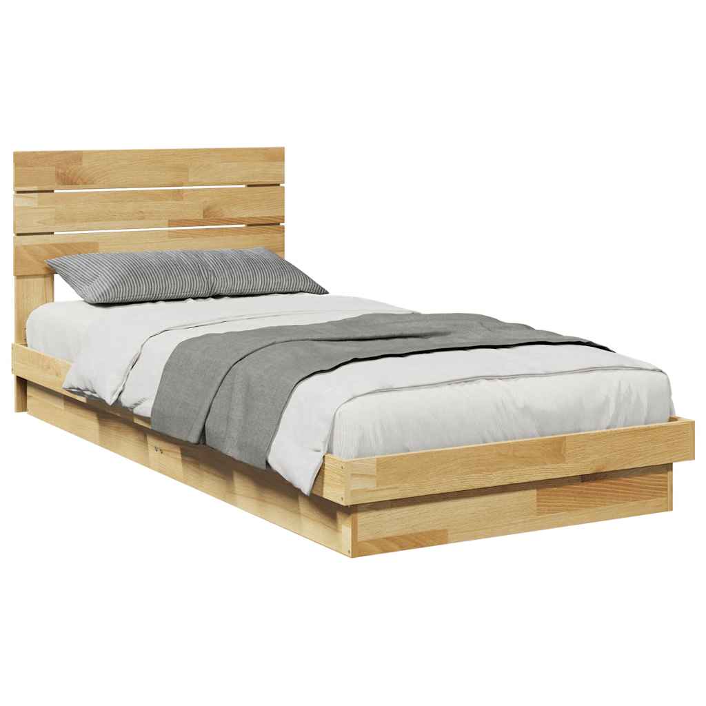 vidaXL Massivholzbett mit Kopfteil ohne Matratze 80x200 cm Eichenholz