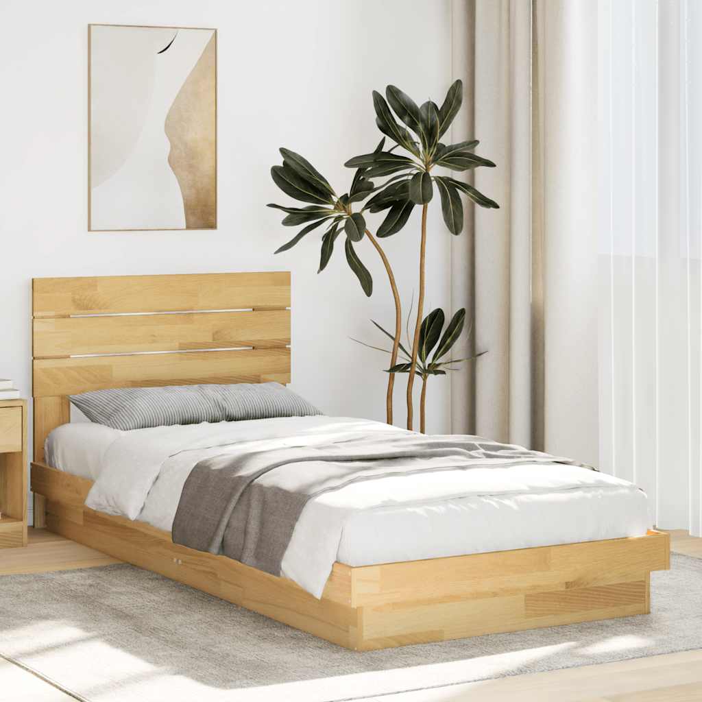 vidaXL Massivholzbett mit Kopfteil ohne Matratze 80x200 cm Eichenholz