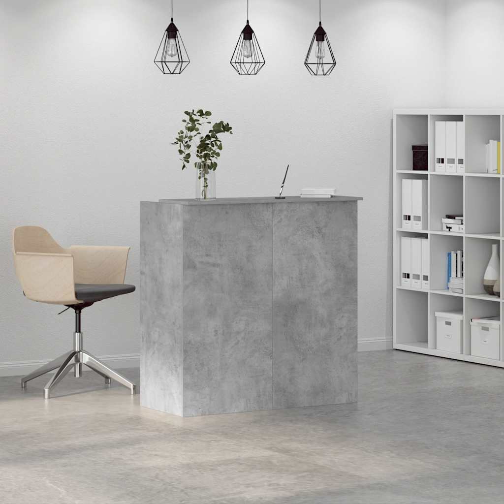 vidaXL Empfangstheke Betongrau 100x50x103,5 cm Holzwerkstoff