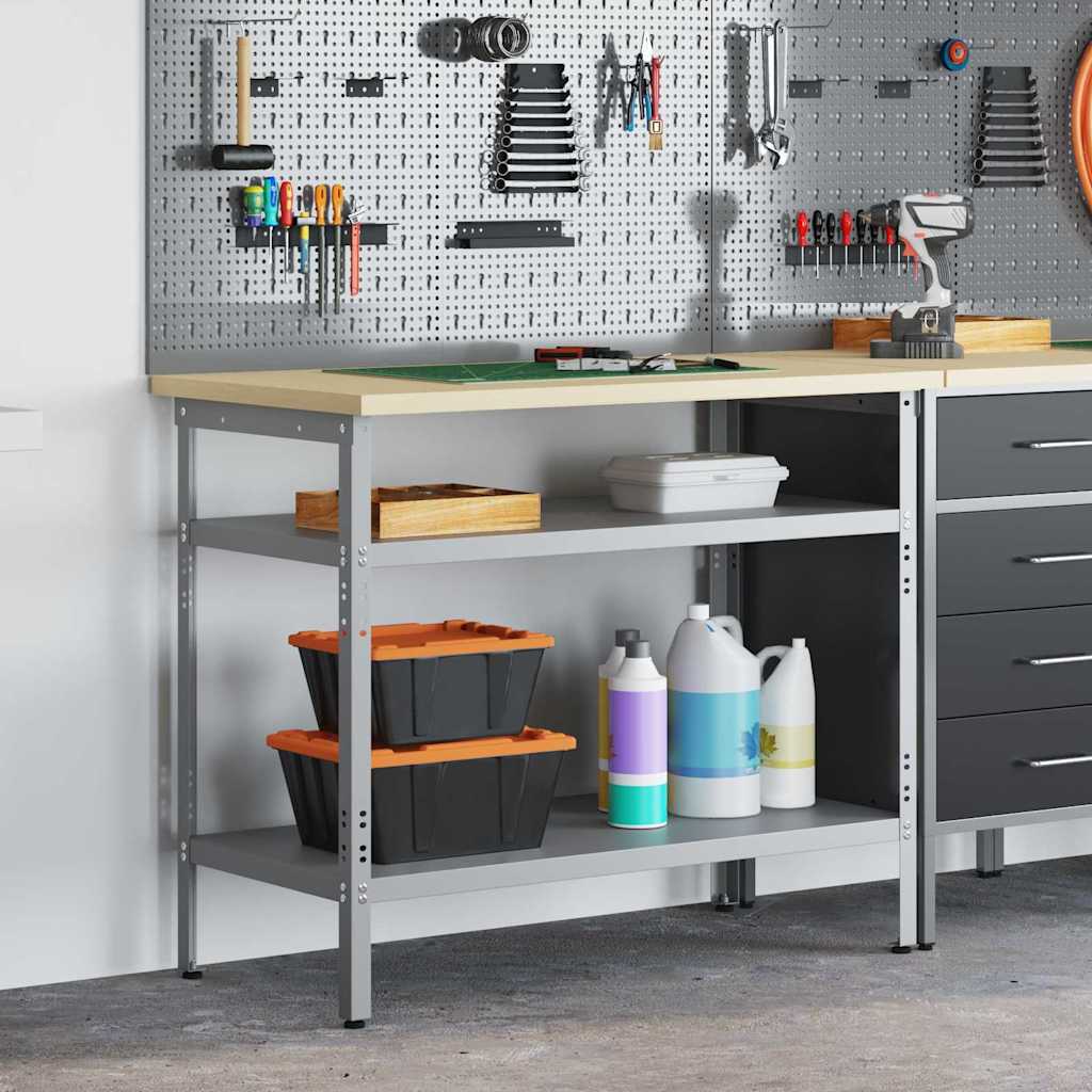 vidaXL Arbeitstisch Grau 100 x 55 x 85 cm Pulverbeschichteter Stahl