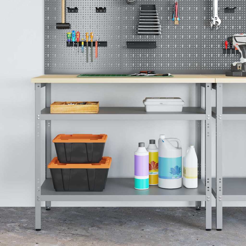 vidaXL Arbeitstisch Grau 100 x 55 x 85 cm Pulverbeschichteter Stahl
