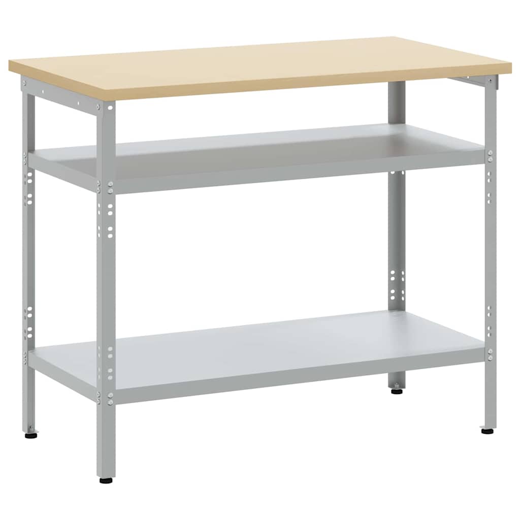 vidaXL Arbeitstisch Grau 100 x 55 x 85 cm Pulverbeschichteter Stahl