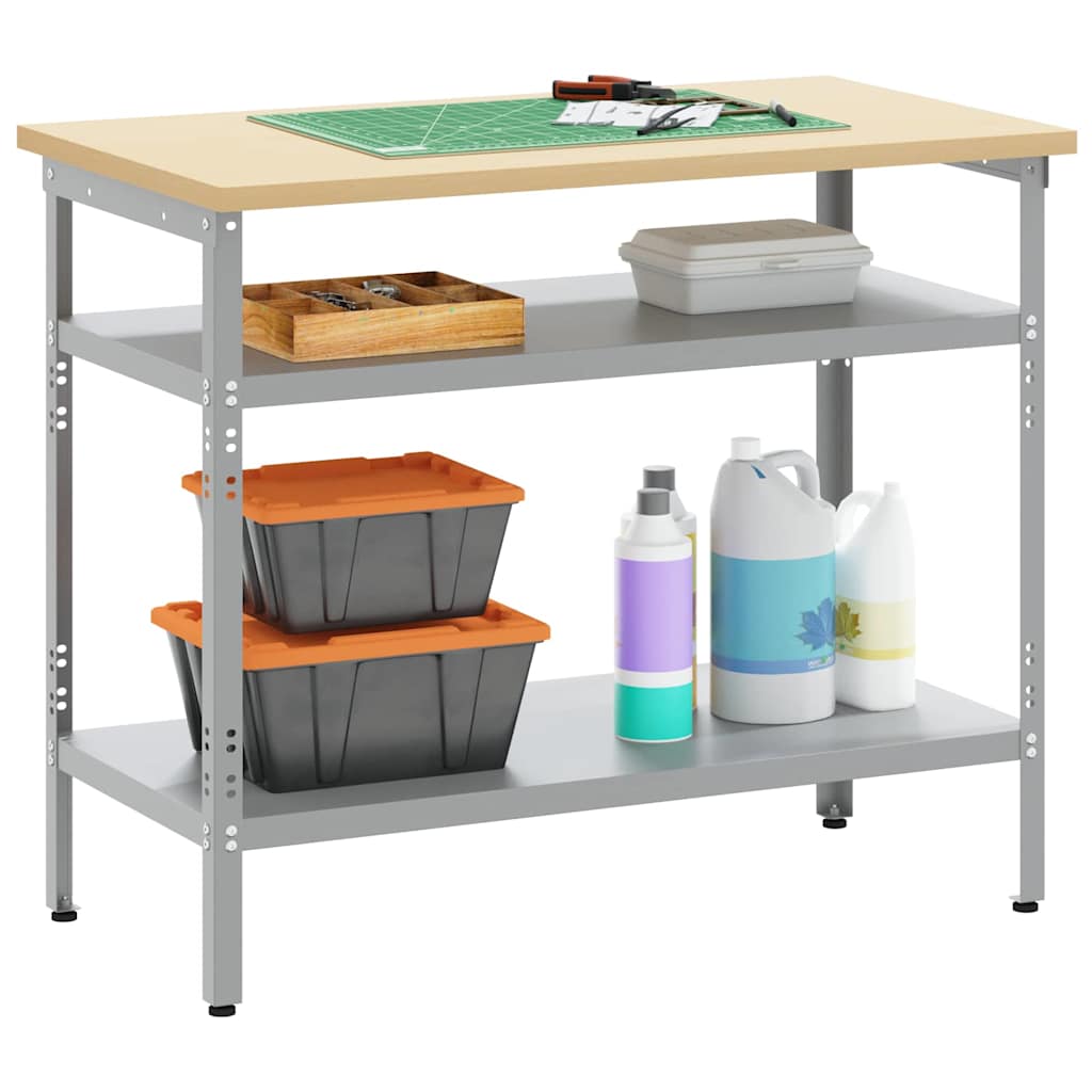 vidaXL Arbeitstisch Grau 100 x 55 x 85 cm Pulverbeschichteter Stahl