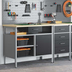 vidaXL Werkbank mit Schubladen Schwarz und Grau 100 x 55 x 85 cm