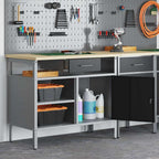 vidaXL Werkbank mit Schubladen Schwarz und Grau 100 x 55 x 85 cm