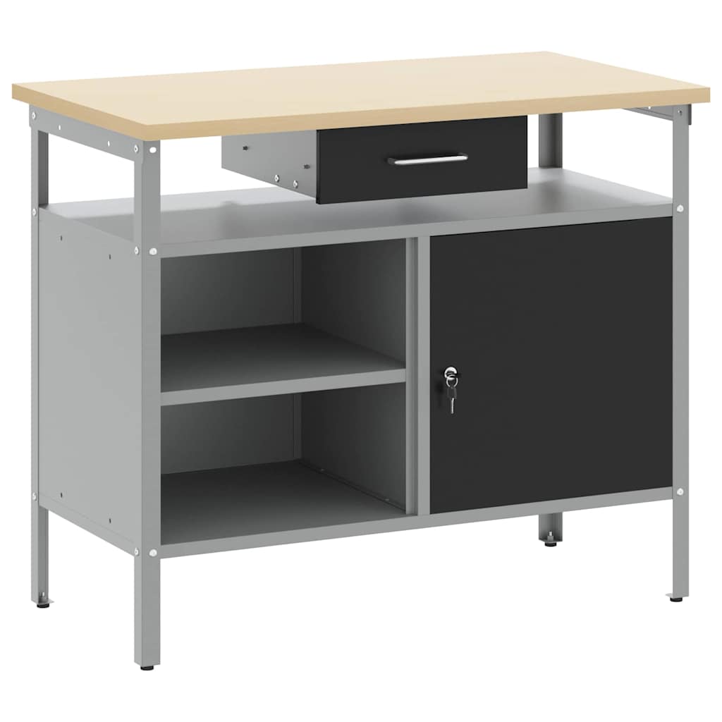 vidaXL Werkbank mit Schubladen Schwarz und Grau 100 x 55 x 85 cm