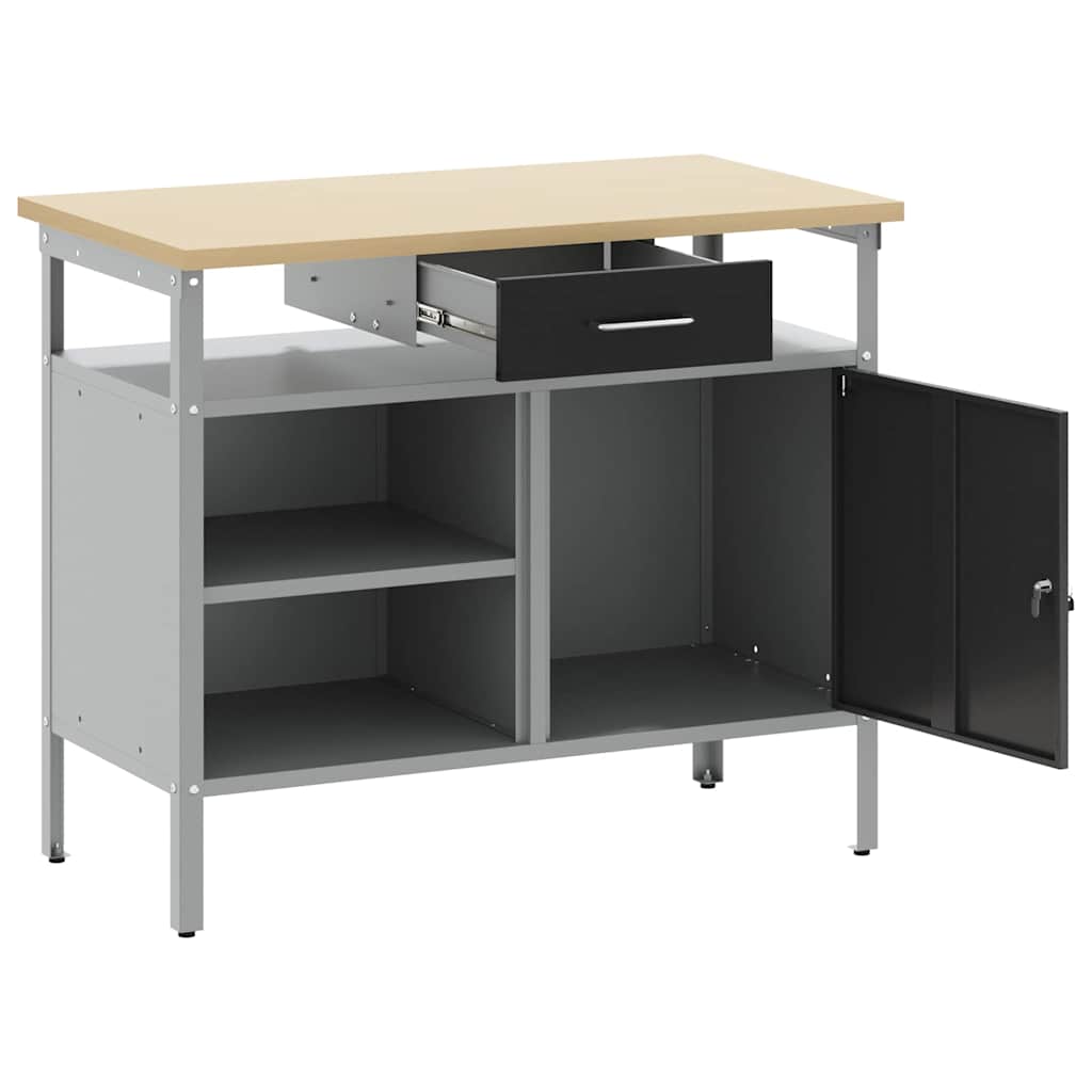 vidaXL Werkbank mit Schubladen Schwarz und Grau 100 x 55 x 85 cm