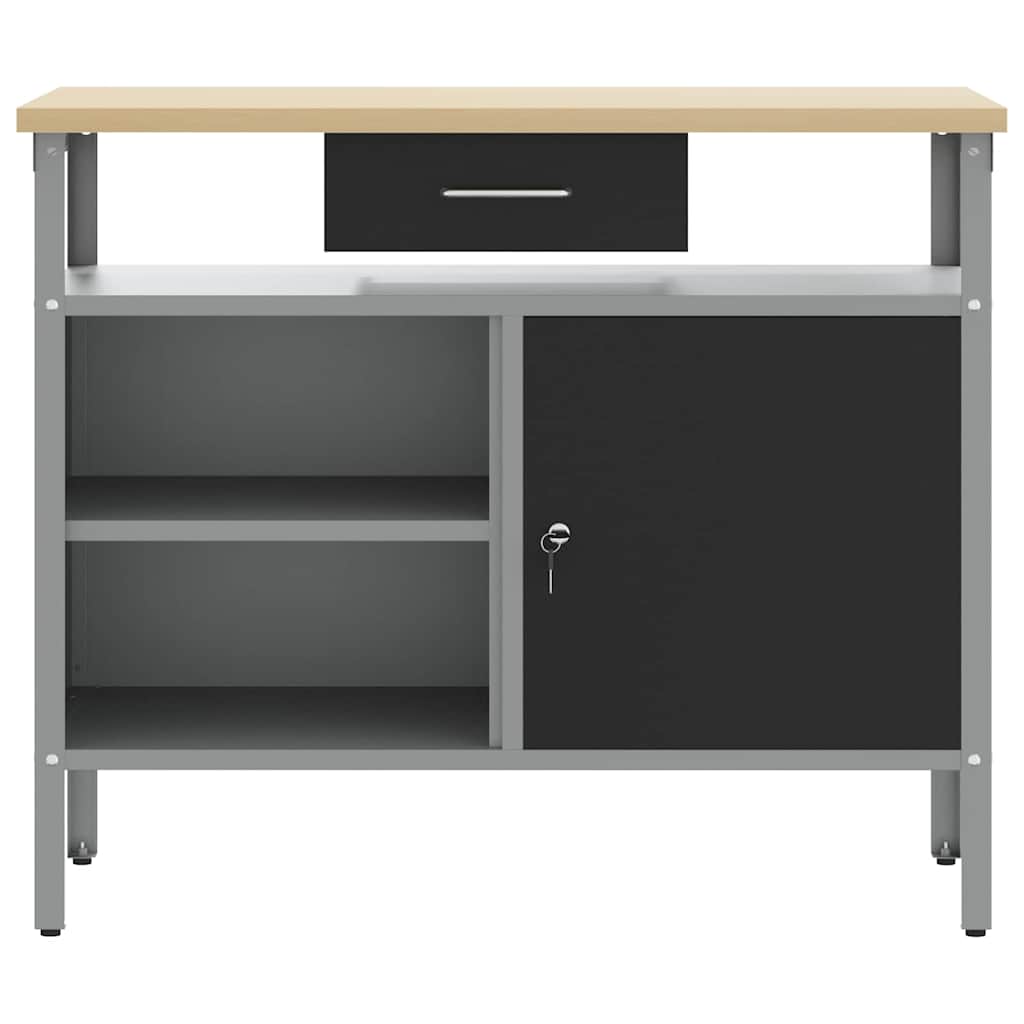 vidaXL Werkbank mit Schubladen Schwarz und Grau 100 x 55 x 85 cm