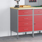 vidaXL Werkbank Rot und Grau 50 x 55 x 85 cm Ingenieure Holz und Stahl
