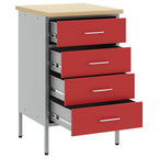 vidaXL Werkbank Rot und Grau 50 x 55 x 85 cm Ingenieure Holz und Stahl