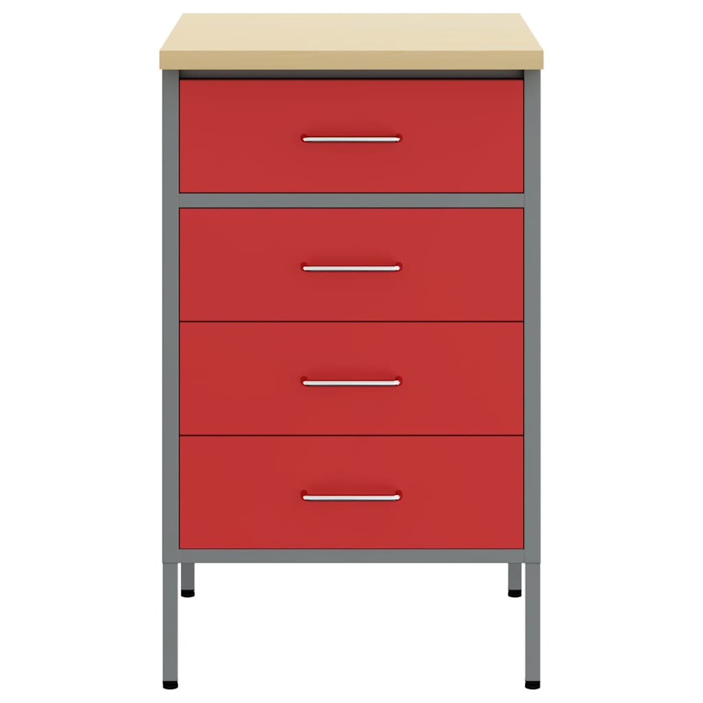 vidaXL Werkbank Rot und Grau 50 x 55 x 85 cm Ingenieure Holz und Stahl