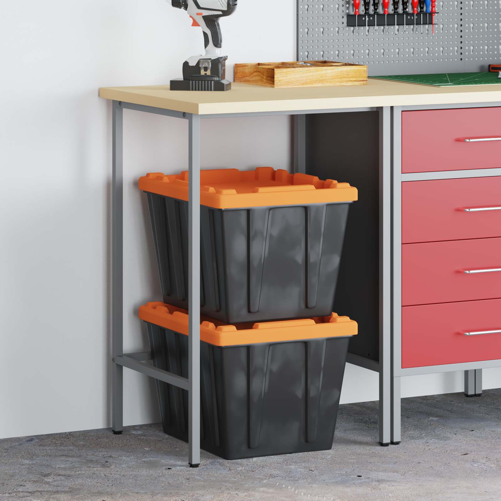 vidaXL Ecktisch Grau 55 x 55 x 85 cm Stahl und hochwertiges Holz