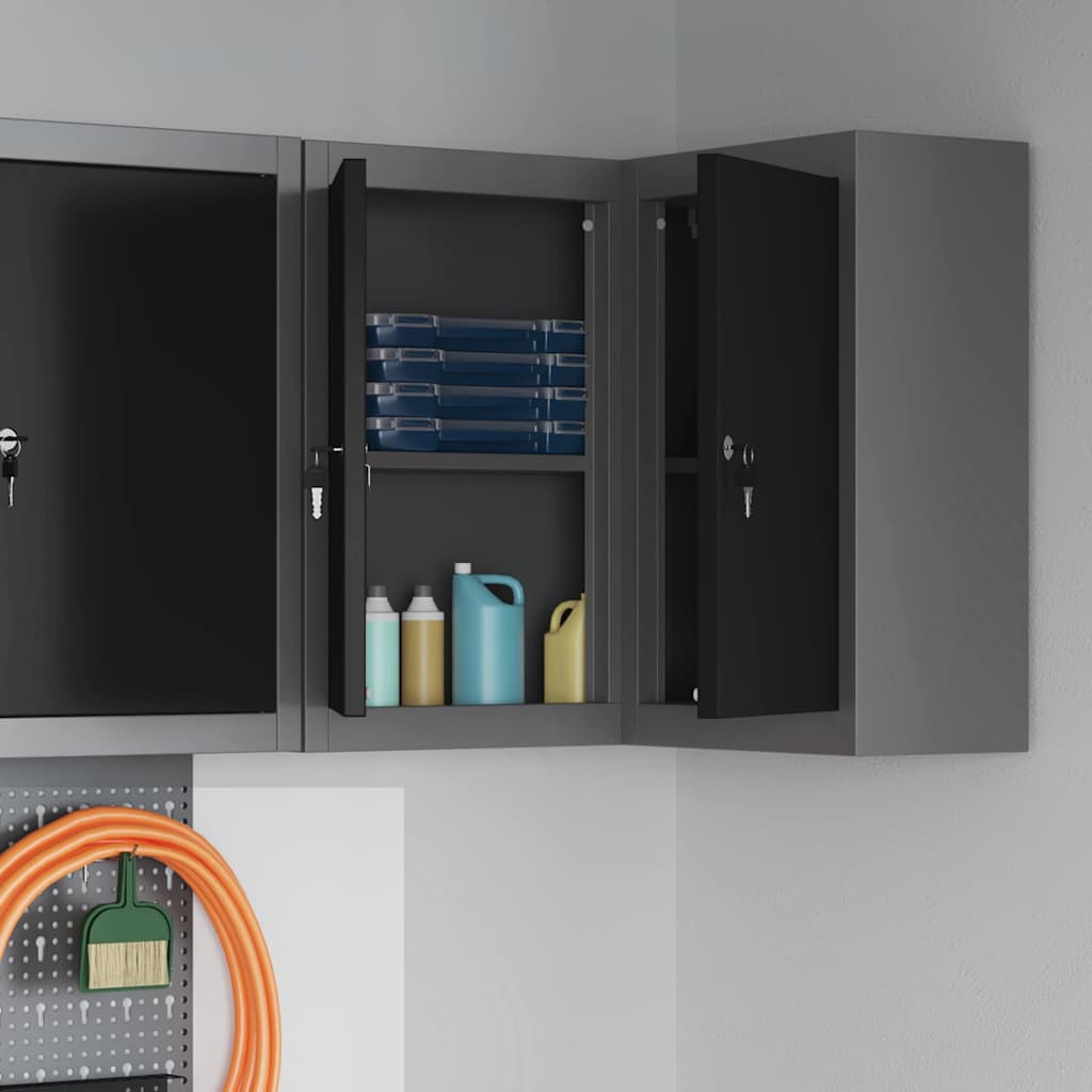 vidaXL Werkzeugschrank mit Regal Schwarz und Grau 55 x 55 x 55 cm
