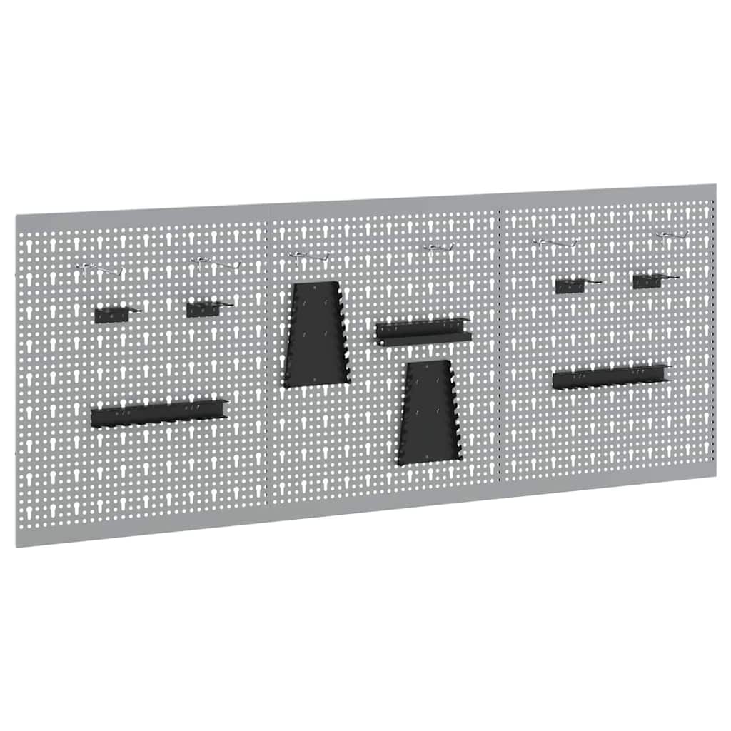 vidaXL Werkzeugwandpaneel 3 pcs Grau 150 x 1 x 60 cm