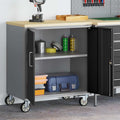 vidaXL Werkbank mit Regal Mit Rad Schwarz und Grau 75 x 45 x 85 cm