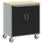 vidaXL Werkbank mit Regal Mit Rad Schwarz und Grau 75 x 45 x 85 cm