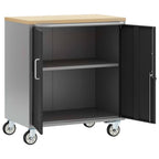 vidaXL Werkbank mit Regal Mit Rad Schwarz und Grau 75 x 45 x 85 cm