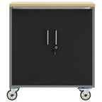 vidaXL Werkbank mit Regal Mit Rad Schwarz und Grau 75 x 45 x 85 cm