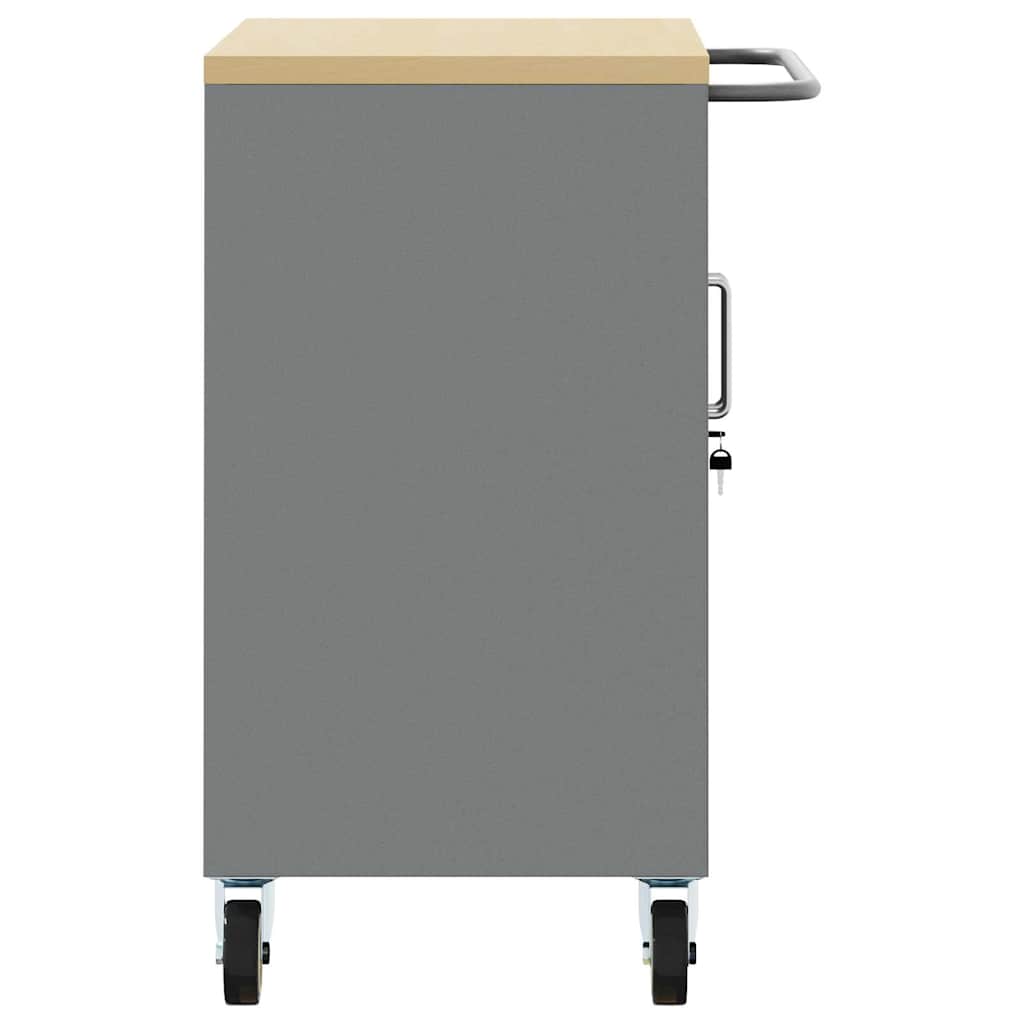 vidaXL Werkbank mit Regal Mit Rad Schwarz und Grau 75 x 45 x 85 cm
