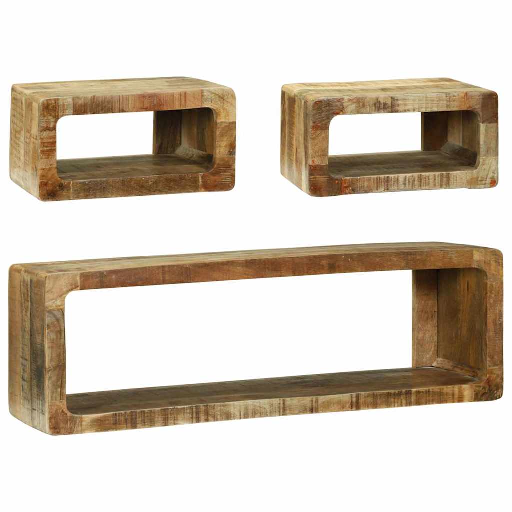 vidaXL TV-Schrankset mit Regal 3 pcs Braun Massivholz Mango