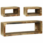 vidaXL TV-Schrankset mit Regal 3 pcs Braun Massivholz Mango