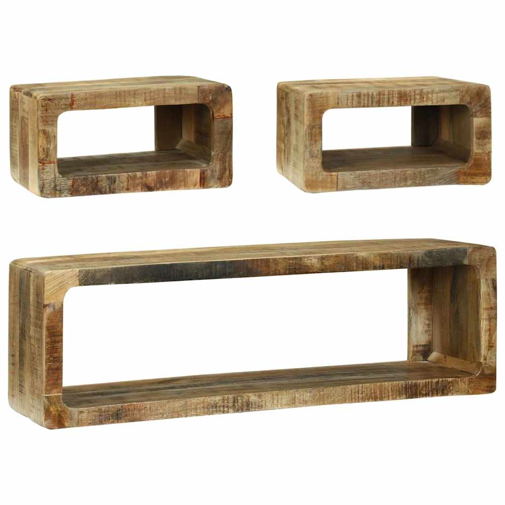 vidaXL TV-Schrankset mit Regal 3 pcs Braun Massivholz Mango