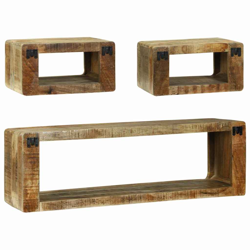 vidaXL TV-Schrankset mit Regal 3 pcs Braun Massivholz Mango