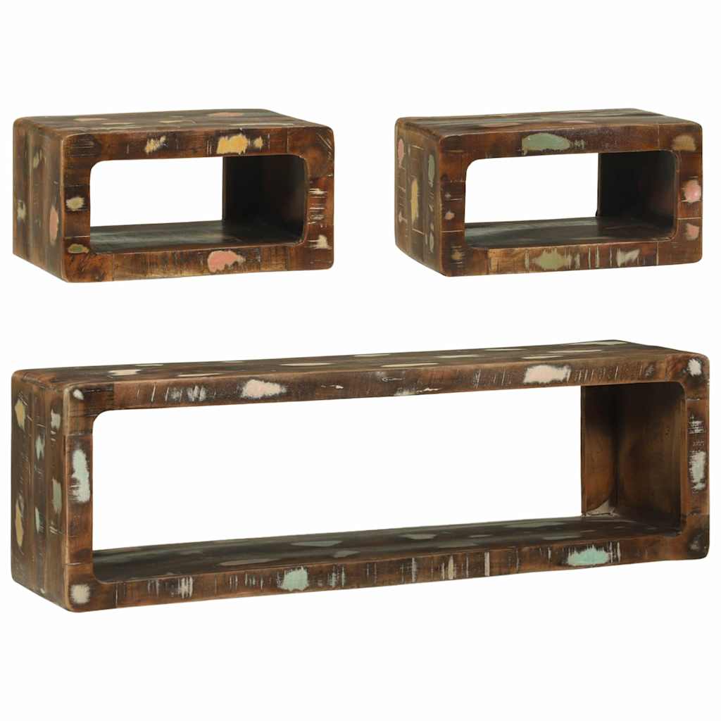 vidaXL TV-Schrankset mit Regal 3 pcs Mehrfarbig Massivholz Altholz