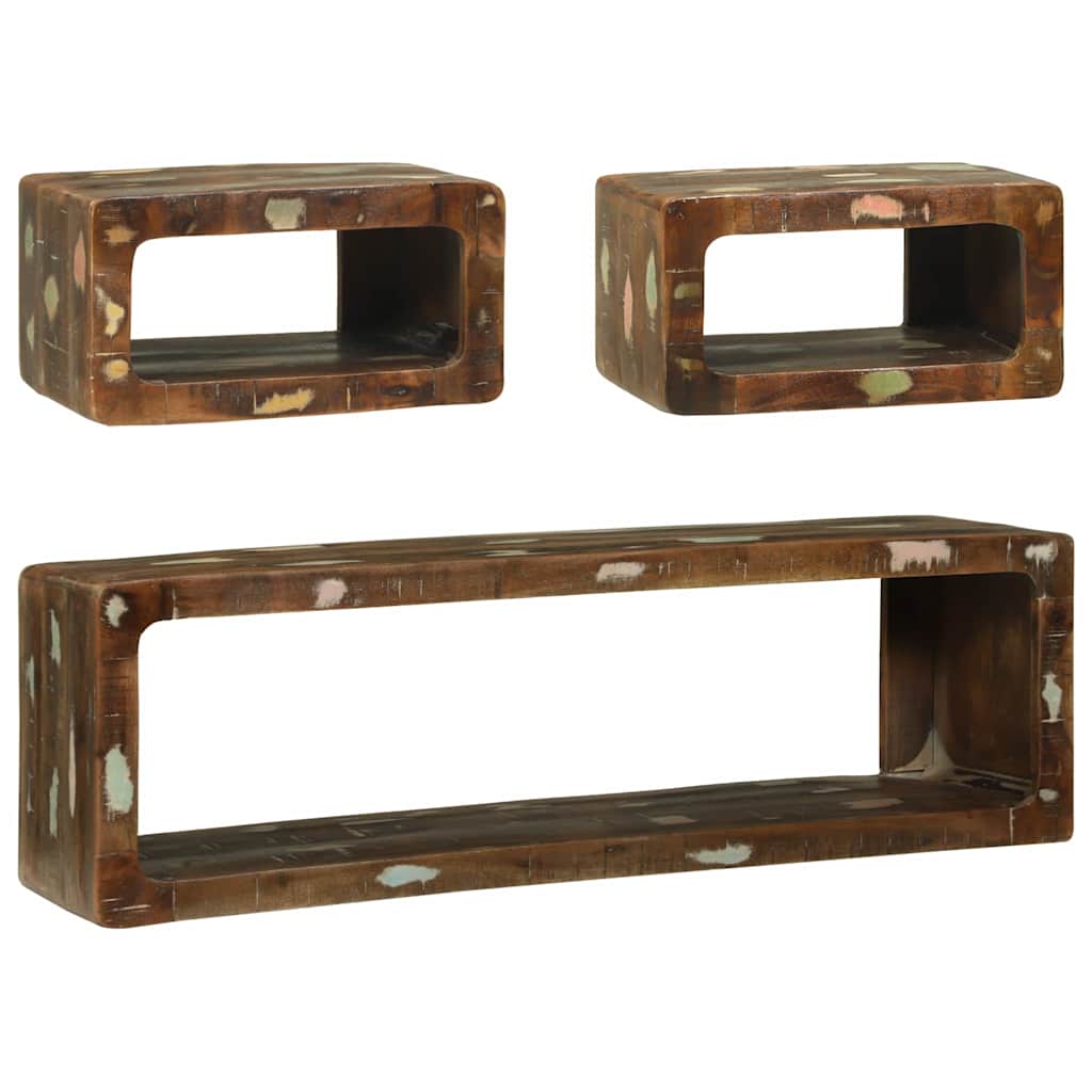 vidaXL TV-Schrankset mit Regal 3 pcs Mehrfarbig Massivholz Altholz