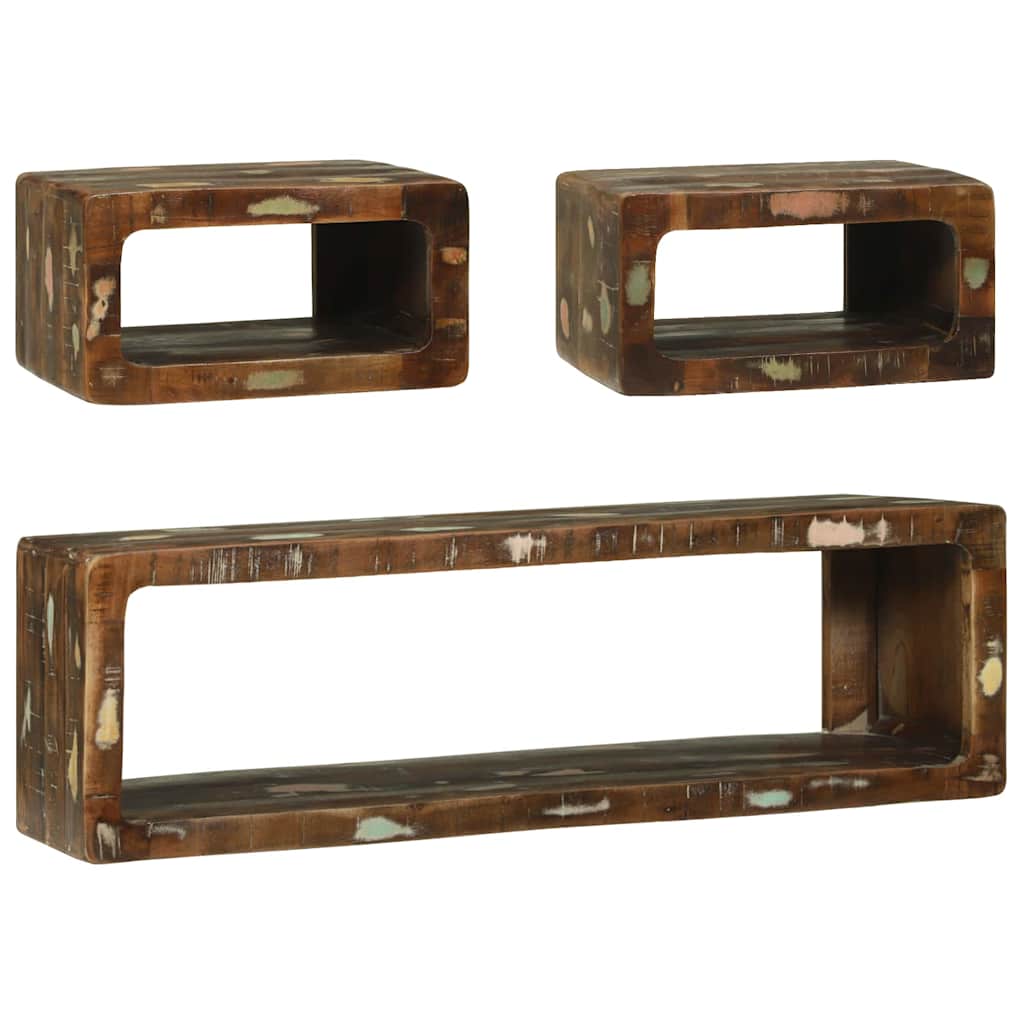 vidaXL TV-Schrankset mit Regal 3 pcs Mehrfarbig Massivholz Altholz
