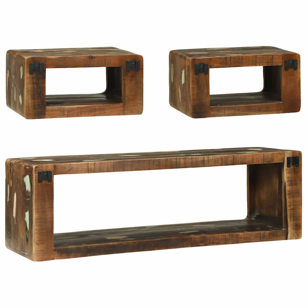 vidaXL TV-Schrankset mit Regal 3 pcs Mehrfarbig Massivholz Altholz
