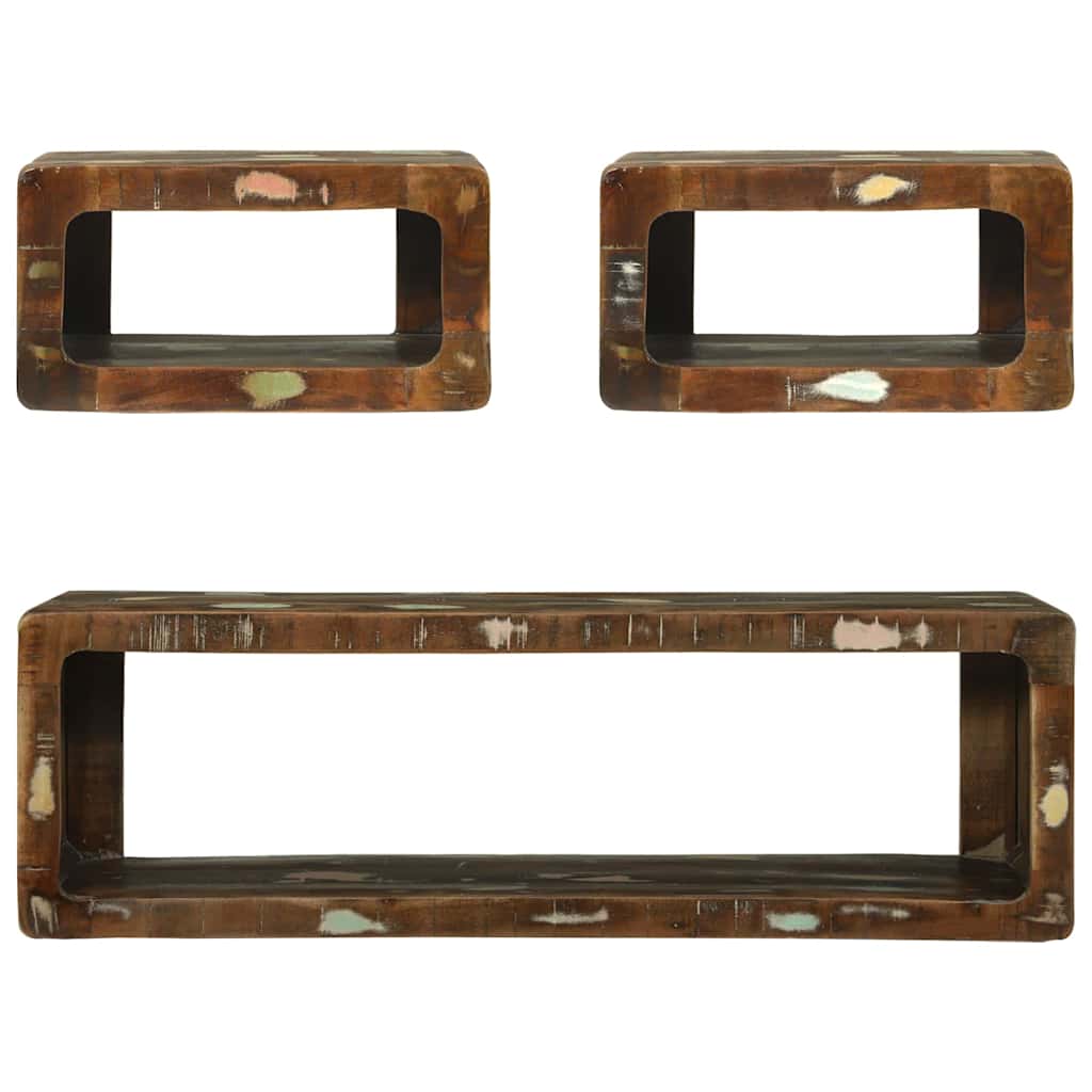 vidaXL TV-Schrankset mit Regal 3 pcs Mehrfarbig Massivholz Altholz