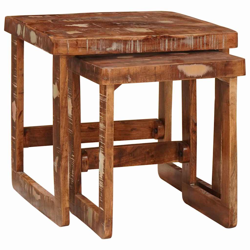 vidaXL Satztische 2 pcs 46 x 46 x 45 cm Massives upgecyceltes Holz