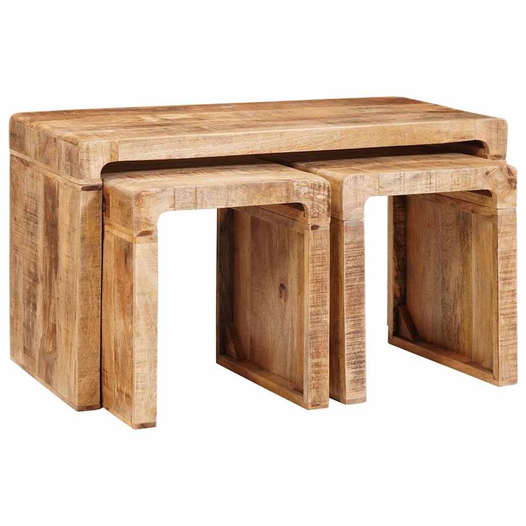 vidaXL Nestingtisch 3 pcs Braun Massivholz Mango