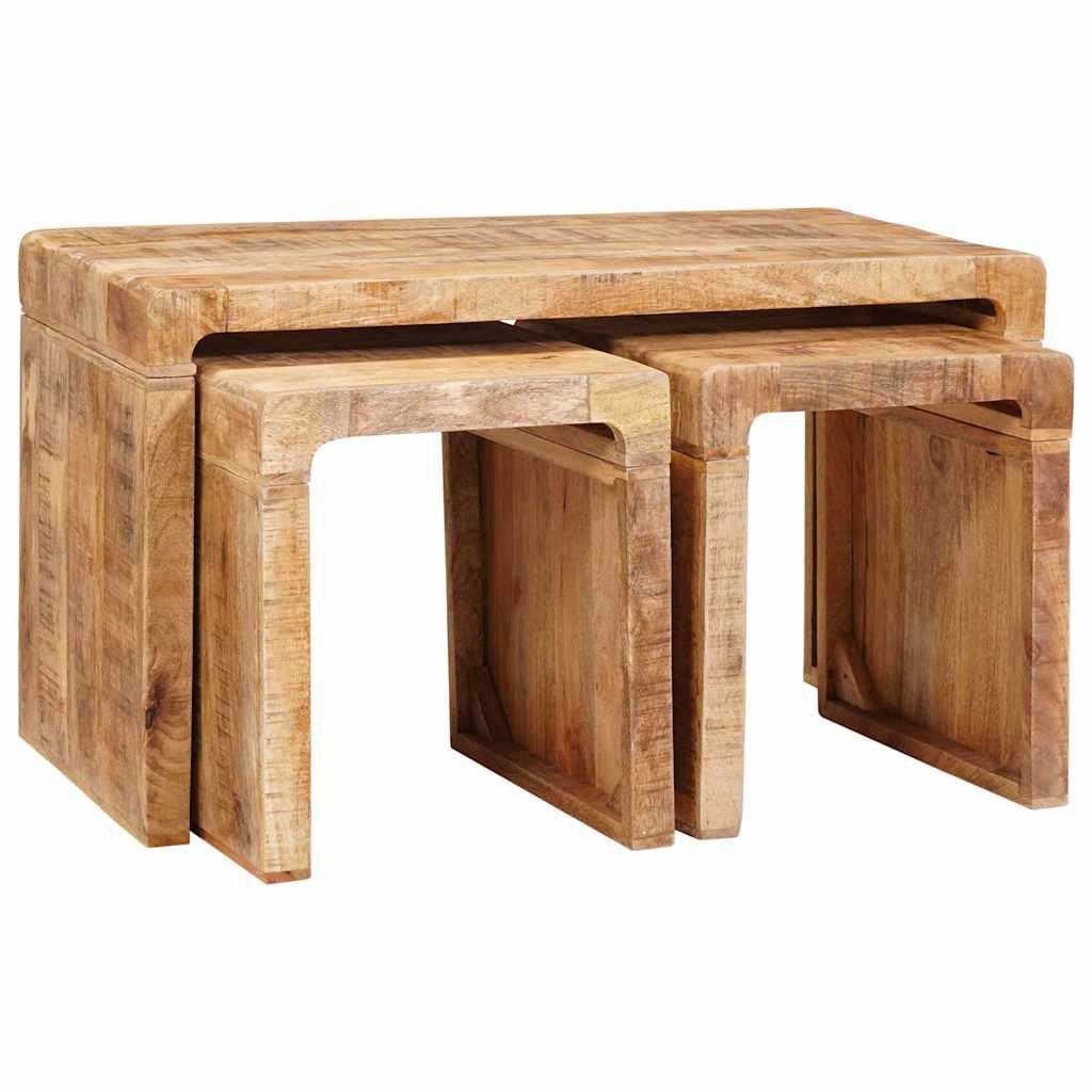 vidaXL Nestingtisch 3 pcs Braun Massivholz Mango
