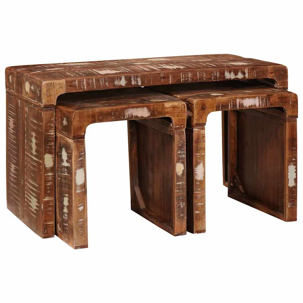 vidaXL Nestingtisch 3 pcs Braun Massives upgecyceltes Holz