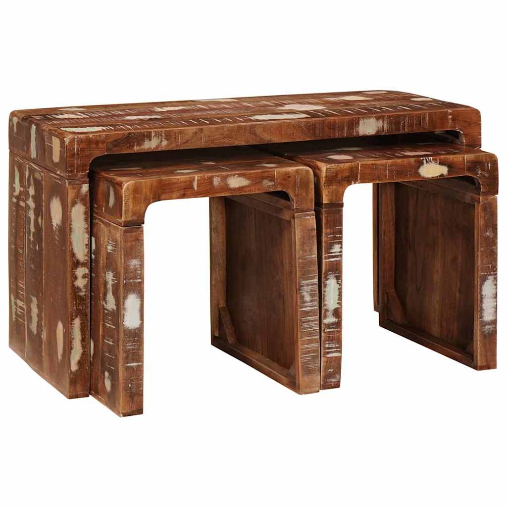 vidaXL Nestingtisch 3 pcs Braun Massives upgecyceltes Holz