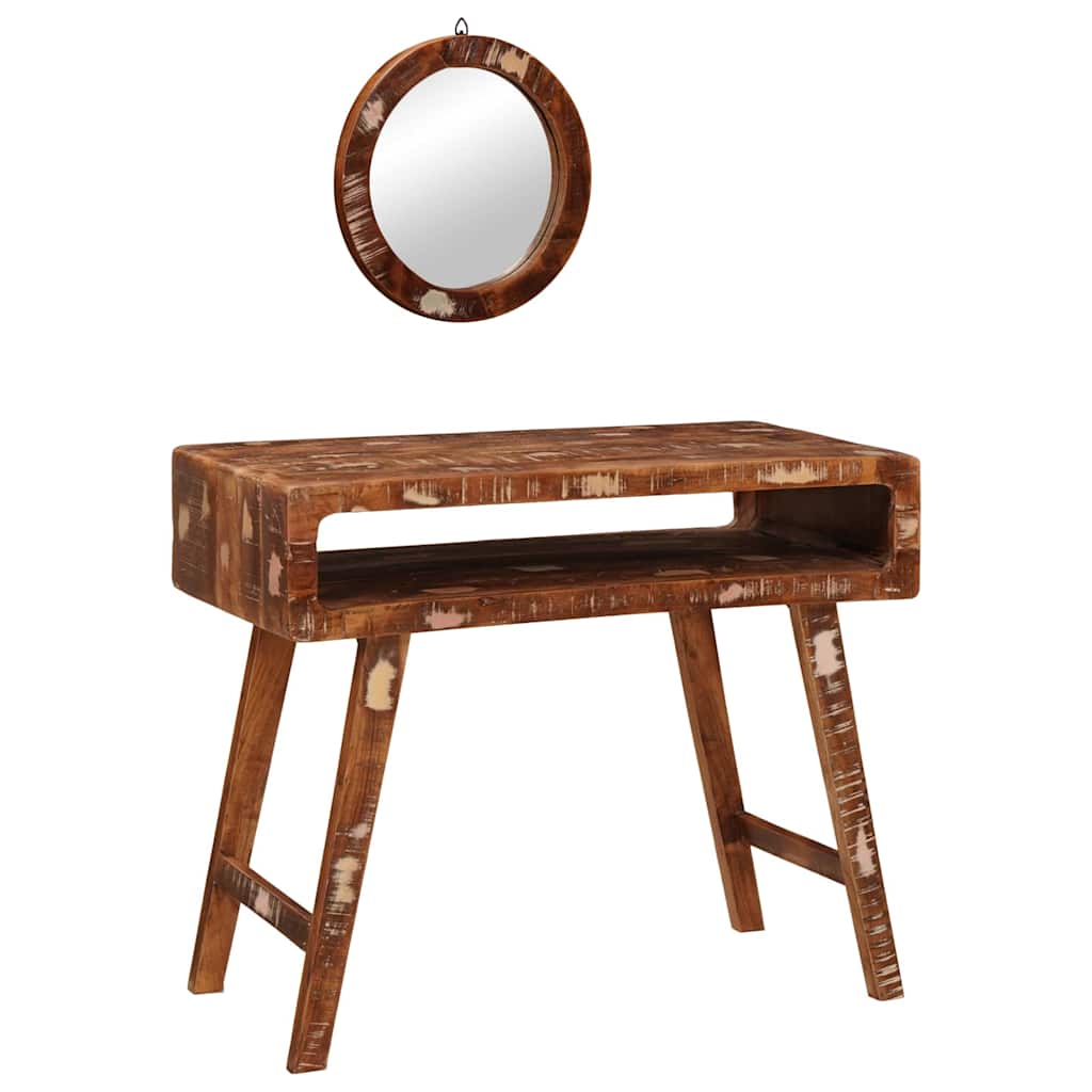 vidaXL Schminktisch Braun 90 x 76 x 45 cm Massives upgecyceltes Holz