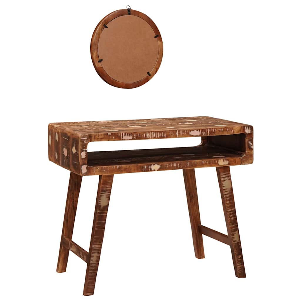 vidaXL Schminktisch Braun 90 x 76 x 45 cm Massives upgecyceltes Holz
