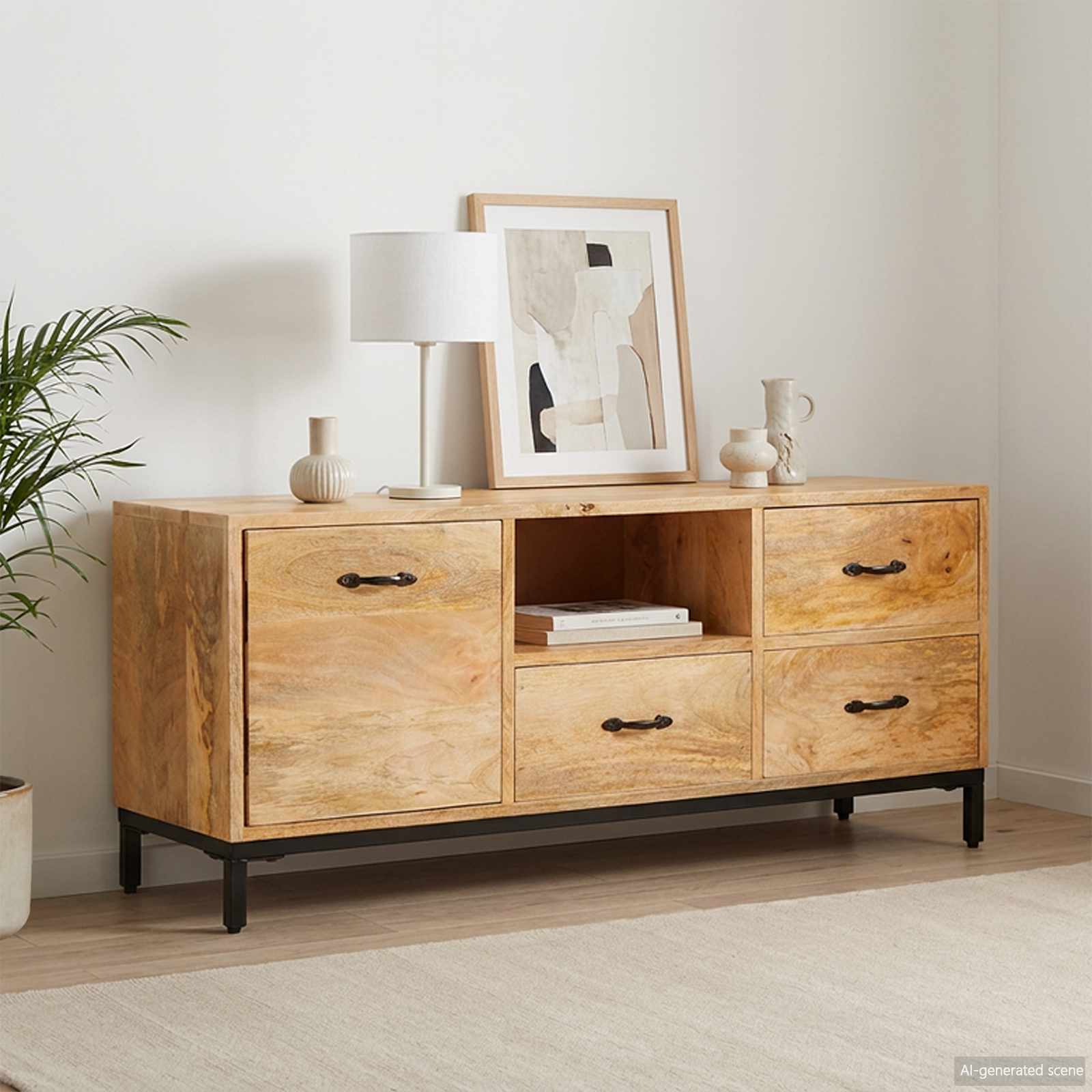 vidaXL TV-Ständer Braun 110 x 30 x 46 cm Massivholz Mango