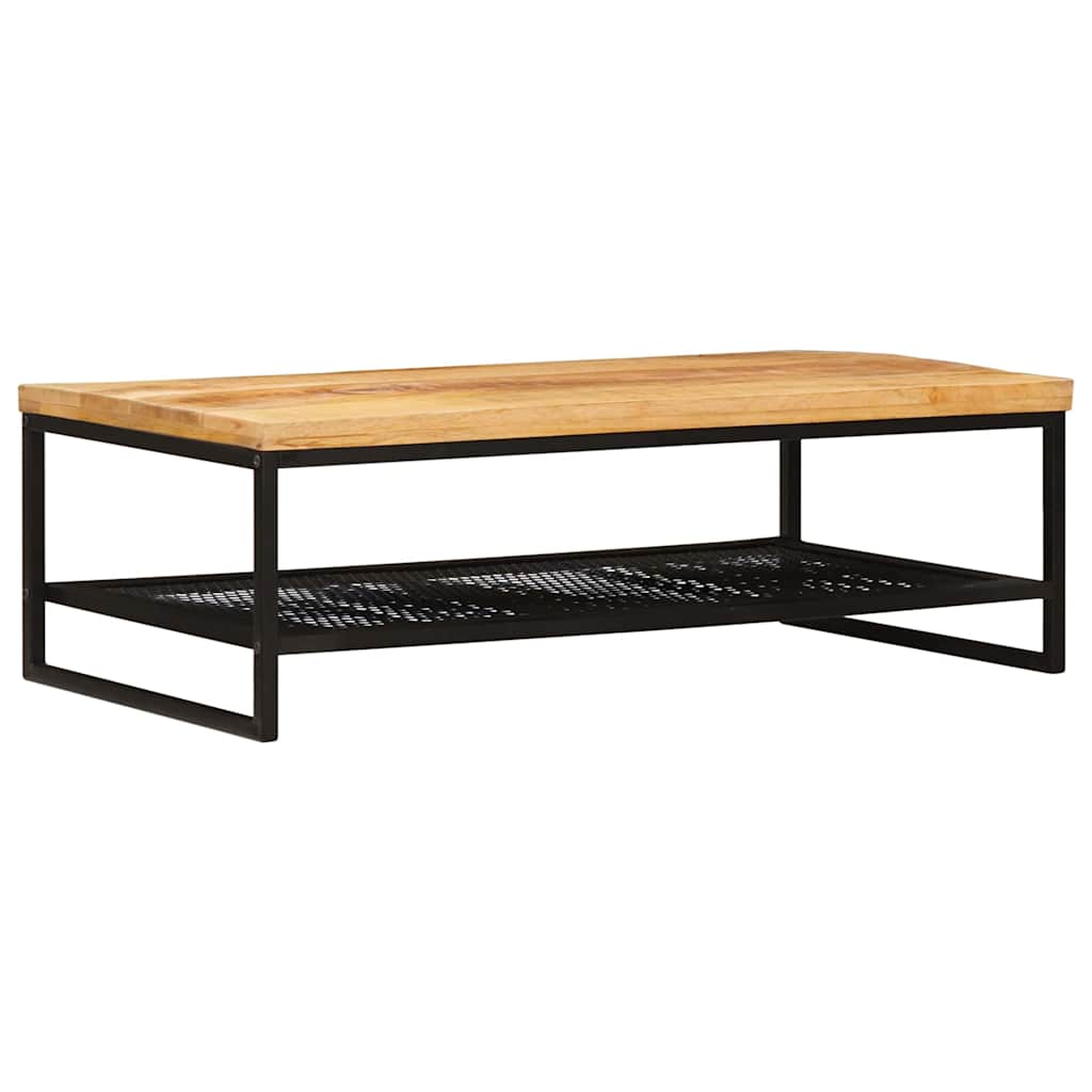 vidaXL Couchtisch Braun und Schwarz 110 x 55 x 35 cm Massivholz Mango