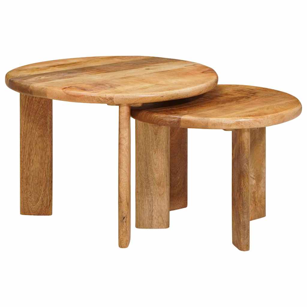 vidaXL Nesting-Couchtische 2 pcs Braun Massivholz Mango