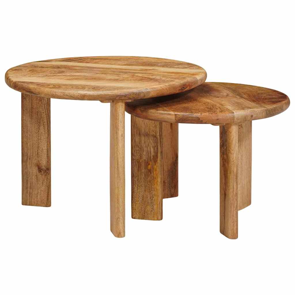 vidaXL Nesting-Couchtische 2 pcs Braun Massivholz Mango