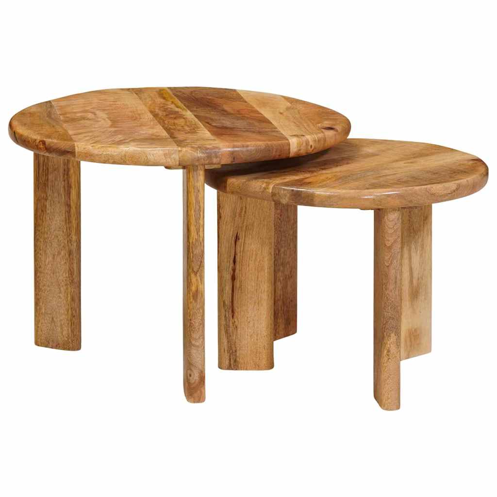 vidaXL Nesting-Couchtische 2 pcs Braun Massivholz Mango