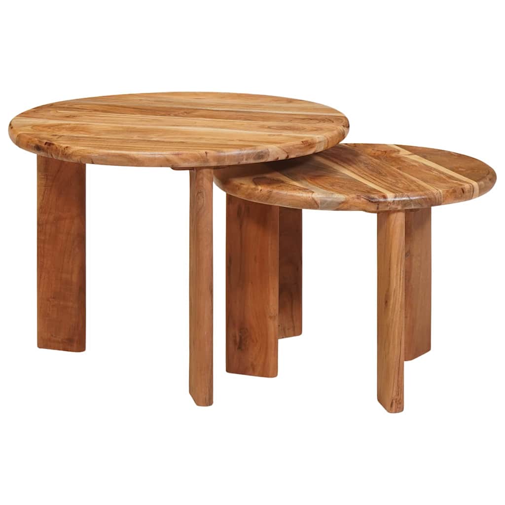 vidaXL Nesting-Couchtische 2 pcs Braun Massivholz Akazie
