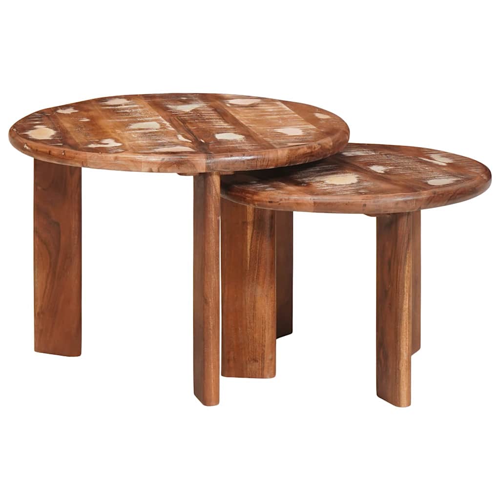 vidaXL Nesting-Couchtische 2 pcs Mehrfarbig Massives Altholz